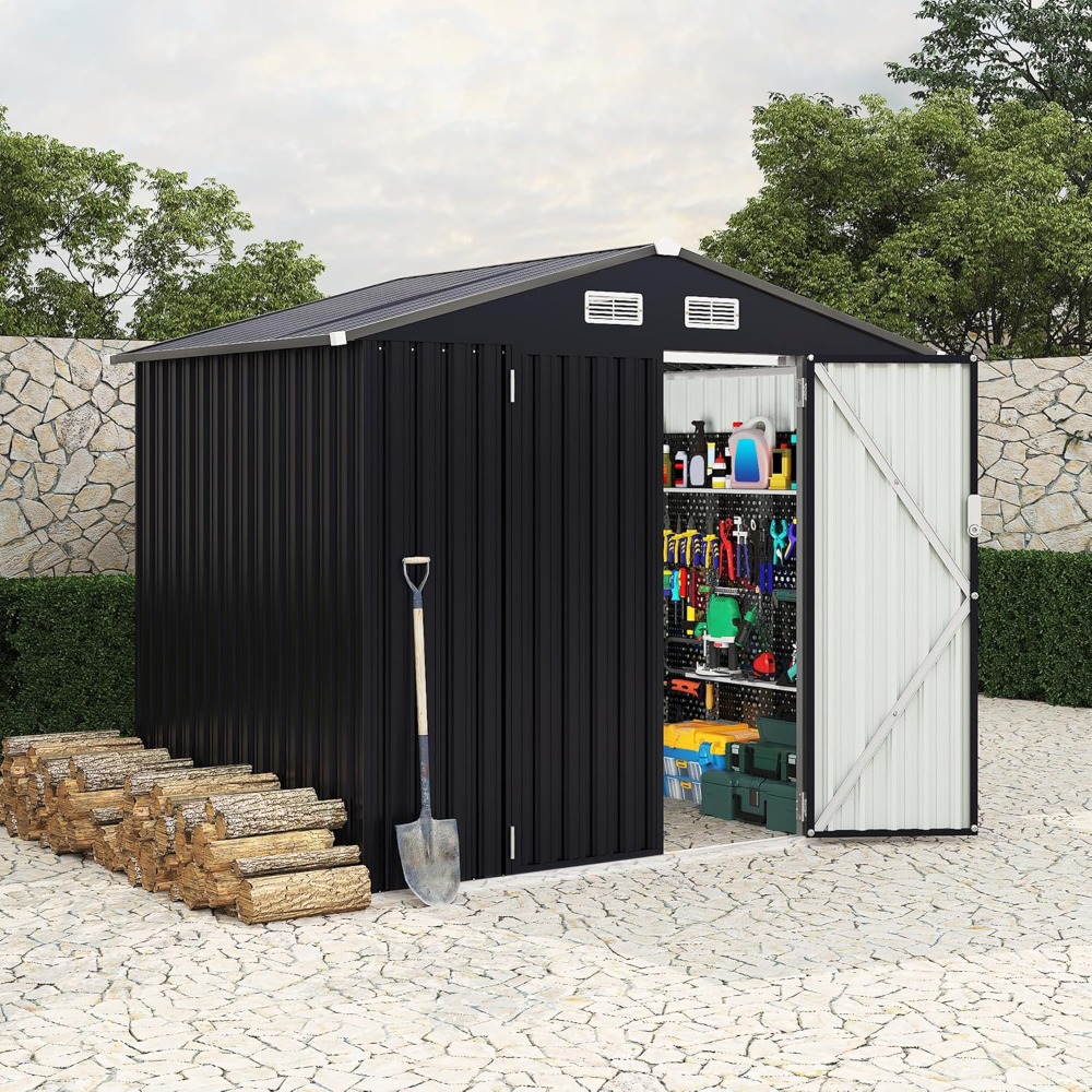 Indoor Garden Kit - 6x8 FT Metal Storage Sheds Outdoor,