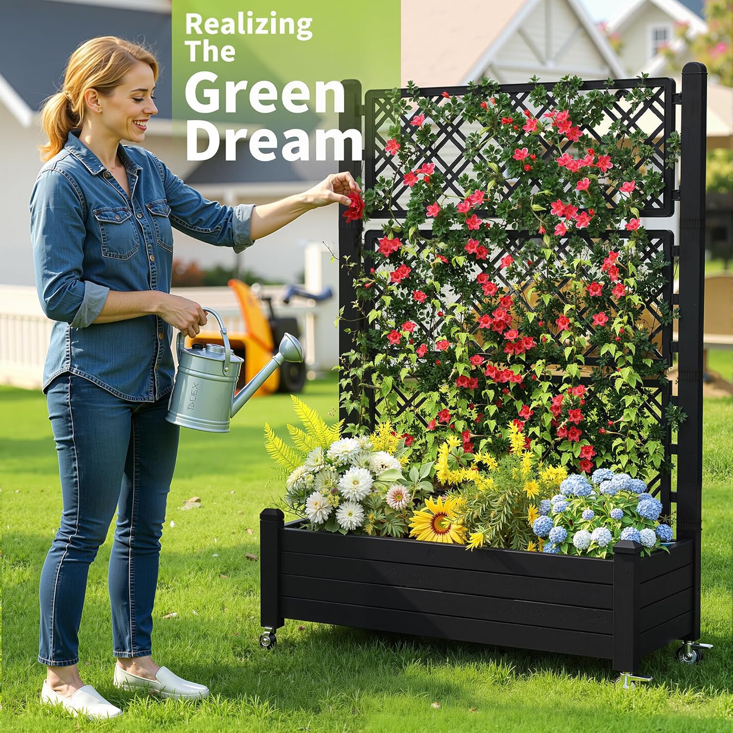 Raised Garden Bed with Trellis - Self Watering Planter 评论和价格
